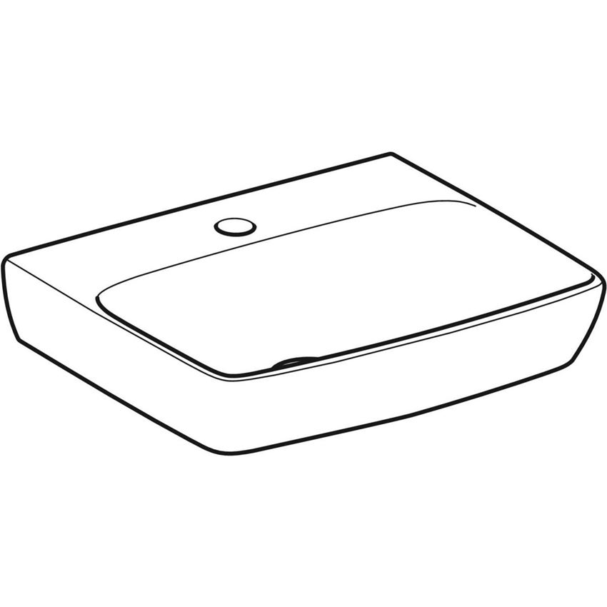 Umywalka kompaktowa prostokątna z otworem na baterię bez przelewu 50 cm Geberit Selnova Square rysunek