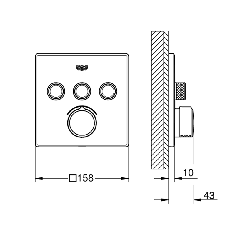 Bateria podtynkowa Grohe Grohtherm SmartControl 29149000 rys techniczny