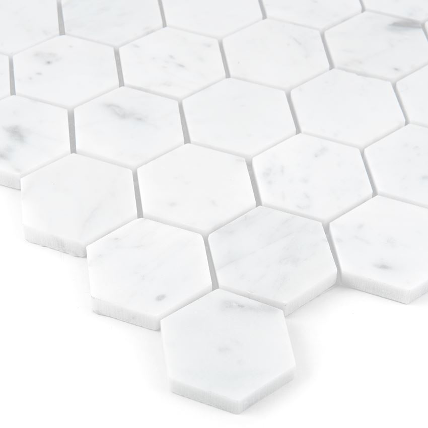 Mozaika kamienna 29,8x30,2 cm Dunin Black&White Carrara White Hexagon 48