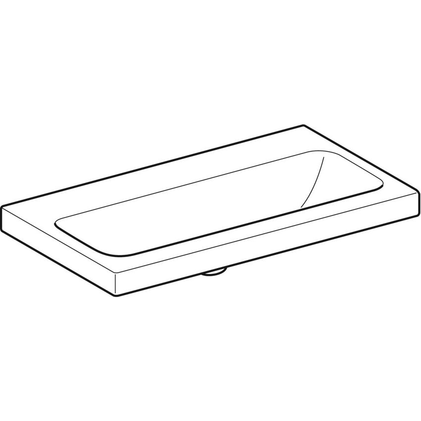 Umywalka krótka bez otworu na baterię bez przelewu 75 cm Geberit iCon Light rysunek
