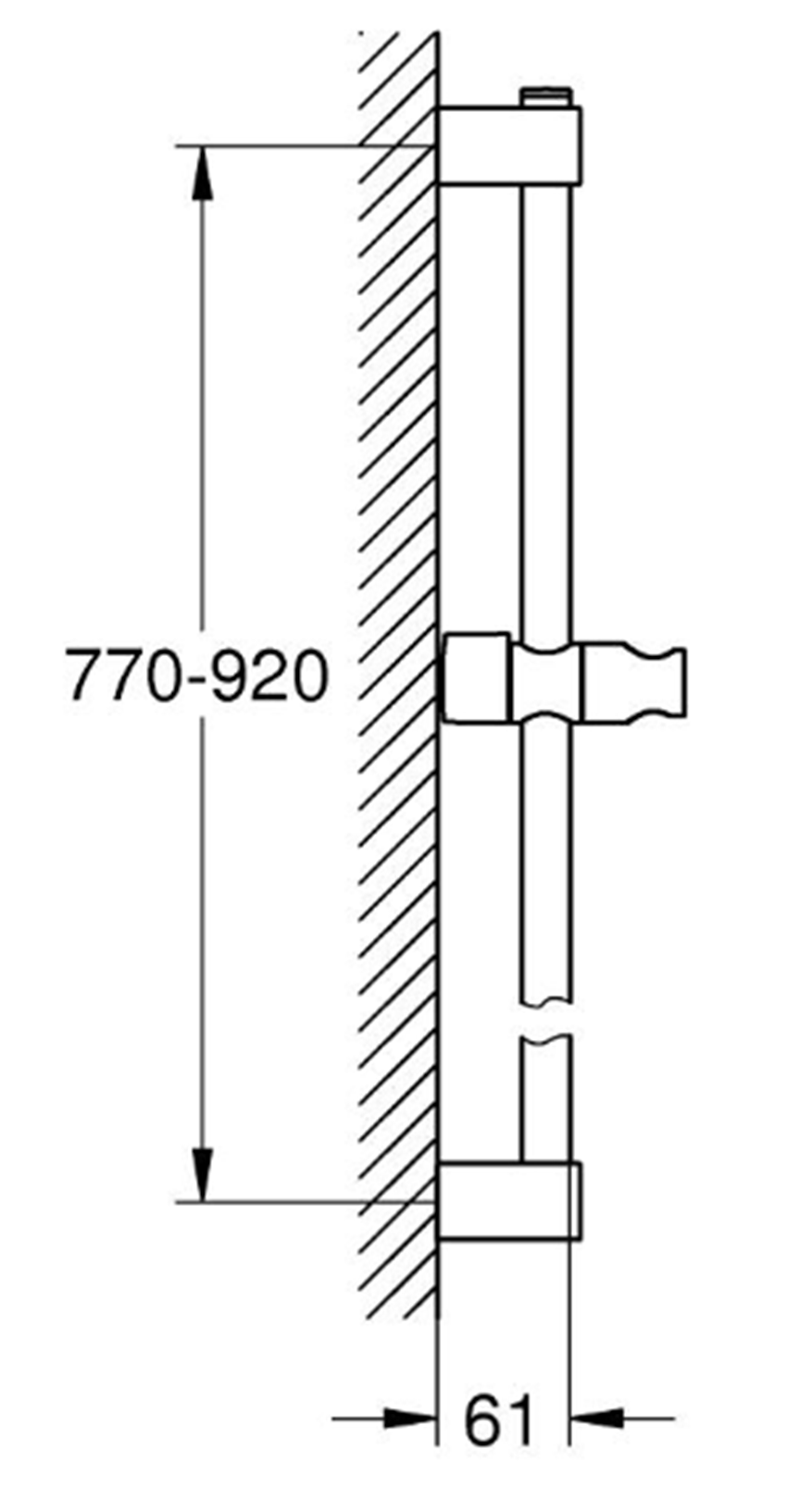 Drążek prysznicowy Grohe Tempesta 27524001 rys techniczny