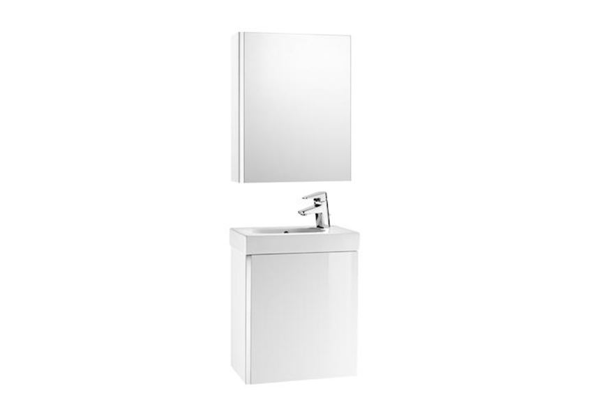 Zestaw łazienkowy Unik z drzwiami i szafką z lustrem 45x25x57,5 cm Roca Mini