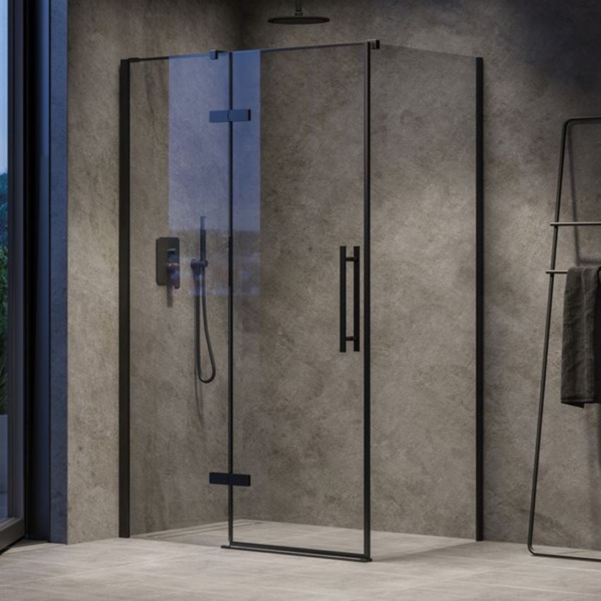 Ścianka prysznicowa szkło przezroczyste profile czarne Ravak Cool!