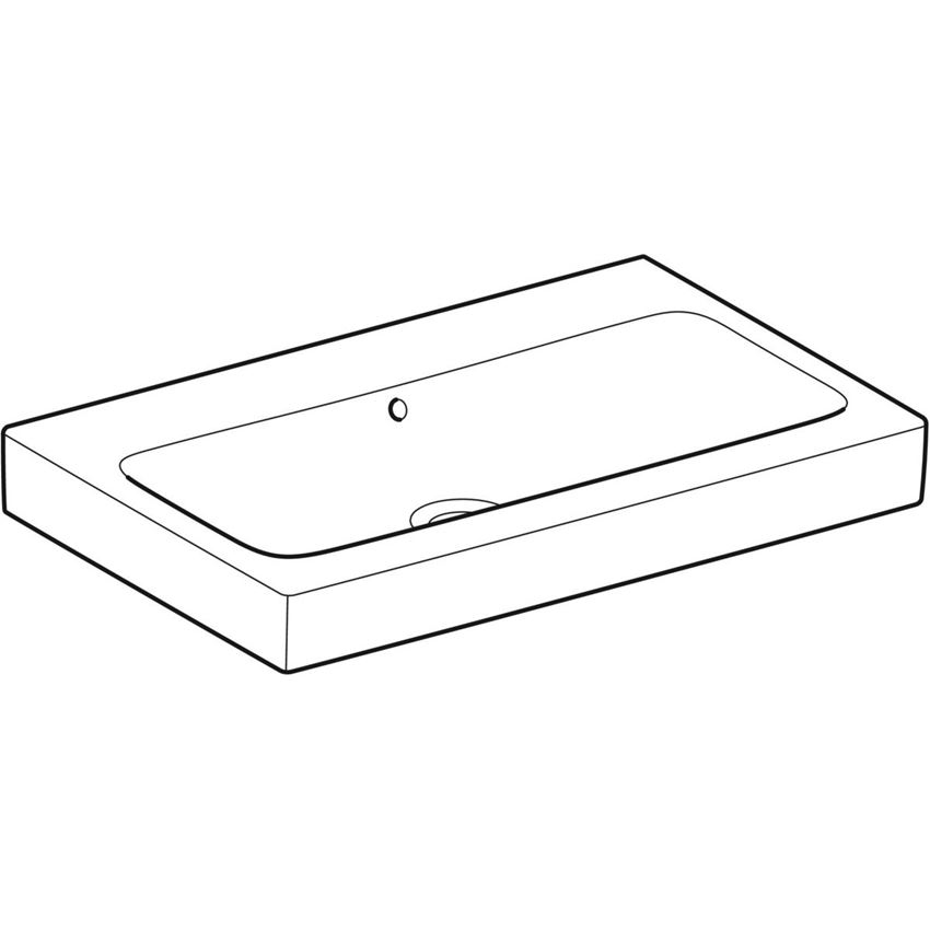 Umywalka ścienna bez otworu na baterię z przelewem 75 cm biała/KeraTect Geberit iCon rysunek