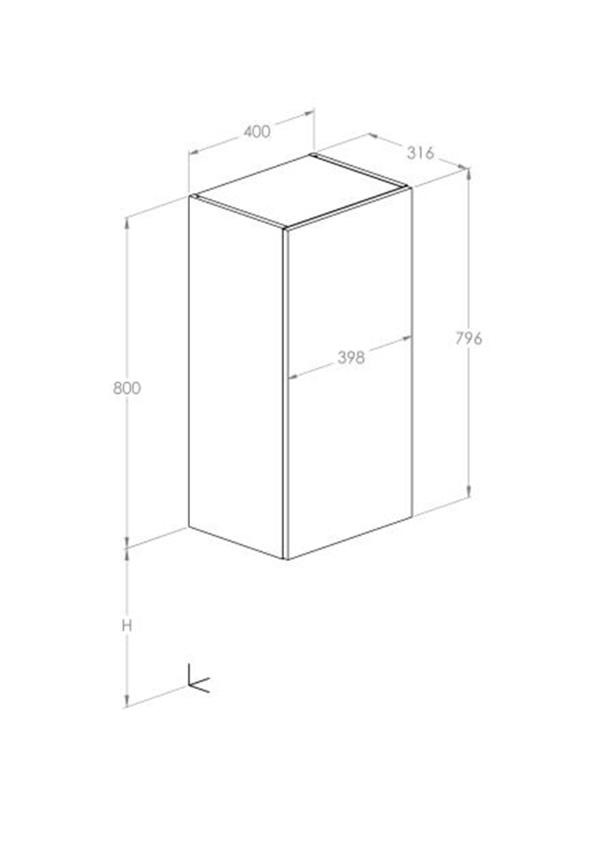 Kolumna łazienkowa niska z 1 drzwiami standard (31,6) 40 cm Roca Extra rysunek