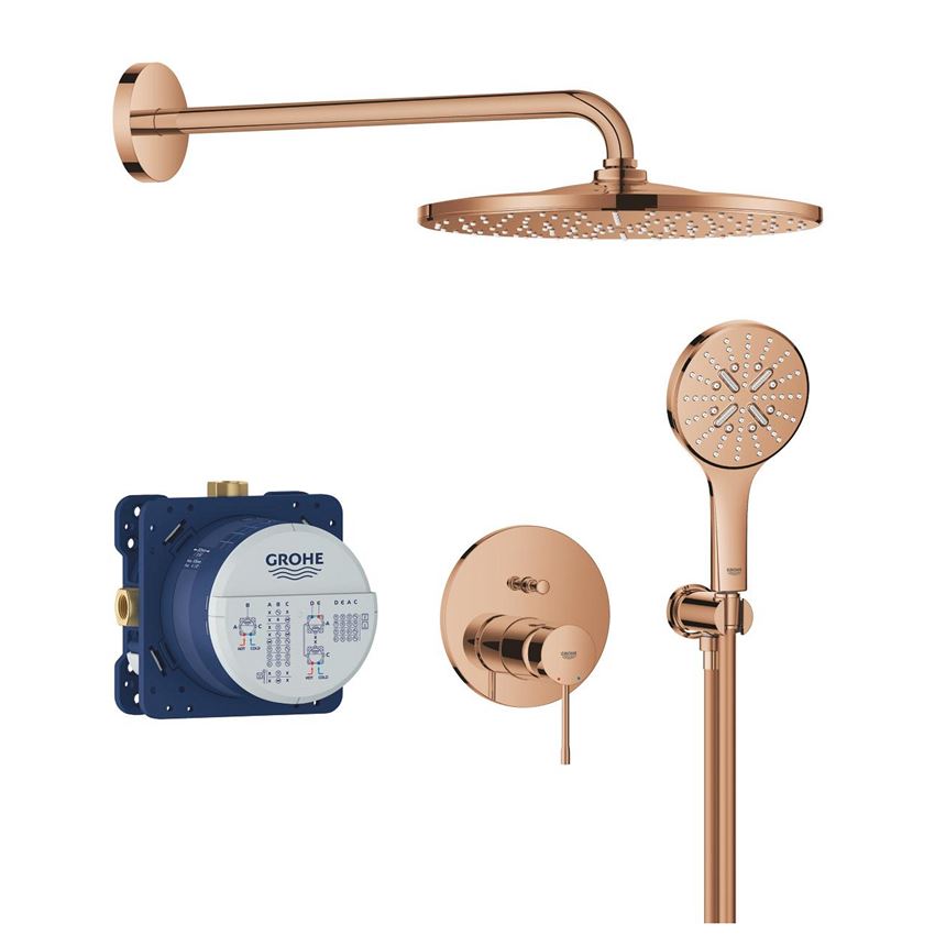 Zestaw prysznicowy podtynkowy z baterią i deszczownicą Rainshower Mono 310 warm sunset Grohe Essence