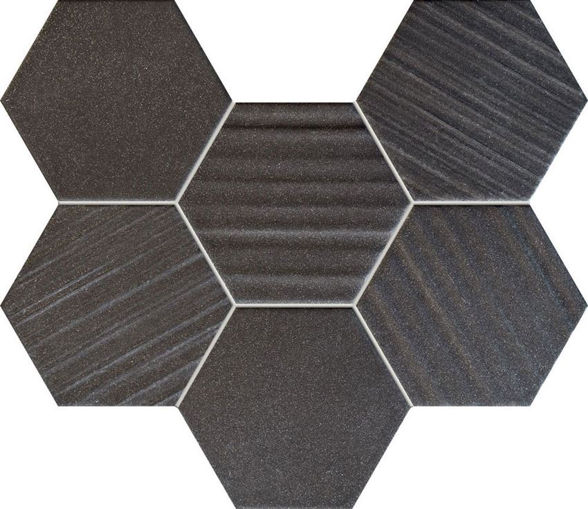 Mozaika ścienna 28,9x22,1 cm Tubądzin Horizon hex black
