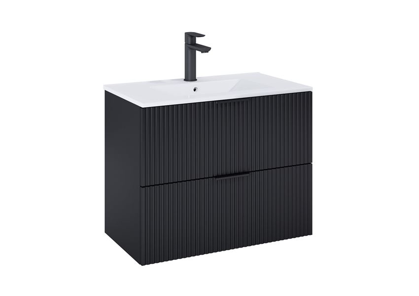 Szafka łazienkowa 80 cm z 2 szufladami czarny mat Roca Reef