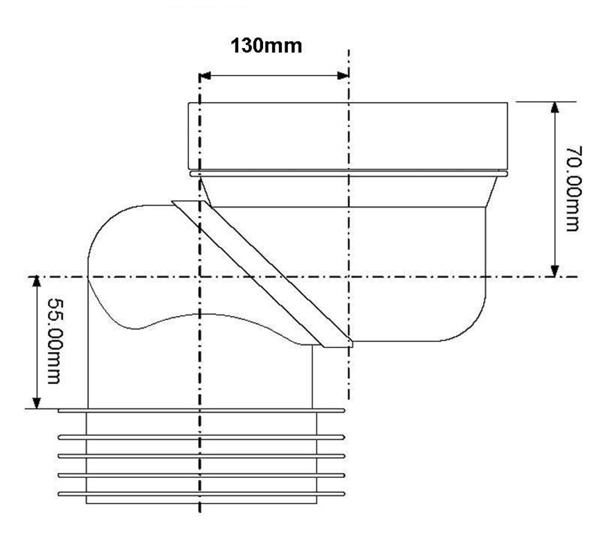Przyłącze kanalizacyjne McAlpine WC-LO-13 rys techniczny