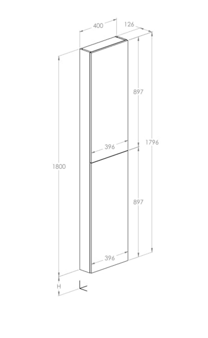 Kolumna łazienkowa wysoka z 2 drzwiami slim (12,6) 180 cm Roca Extra rysunek