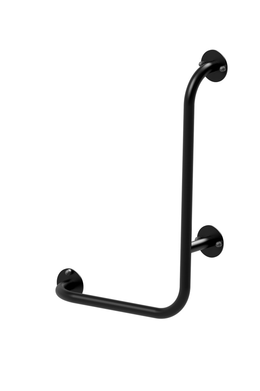 Poręcz dla niepełnosprawnych kątowa lewa 40/60 cm czarna Makoinstal Black