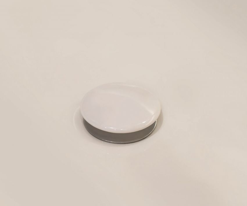 Korek ceramiczny uniwersalny z przelewem i tuleją biały Deante Click-Clack