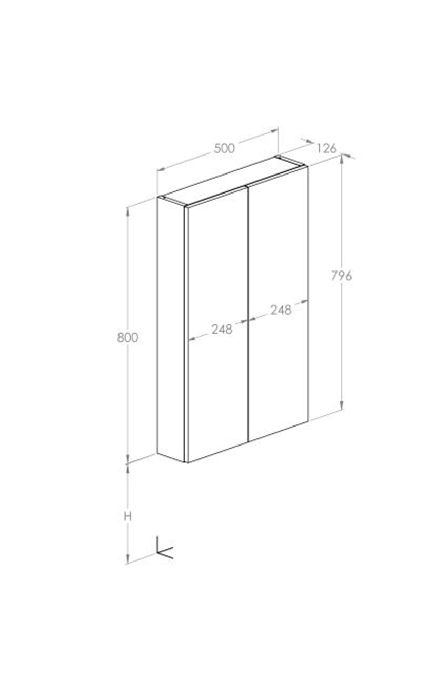 Kolumna łazienkowa niska z 2 drzwiami slim (12,6) 50 cm Roca Extra rysunek