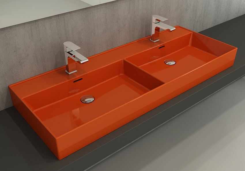 Umywalka podwójna meblowa/nablatowa/wisząca 120 cm Glossy Orange Bocchi Milano
