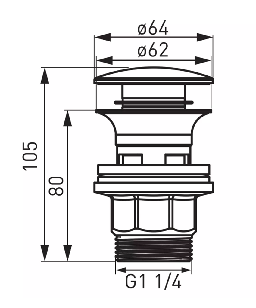 Zawór spustowy Ferro S287pp-b rys techniczny