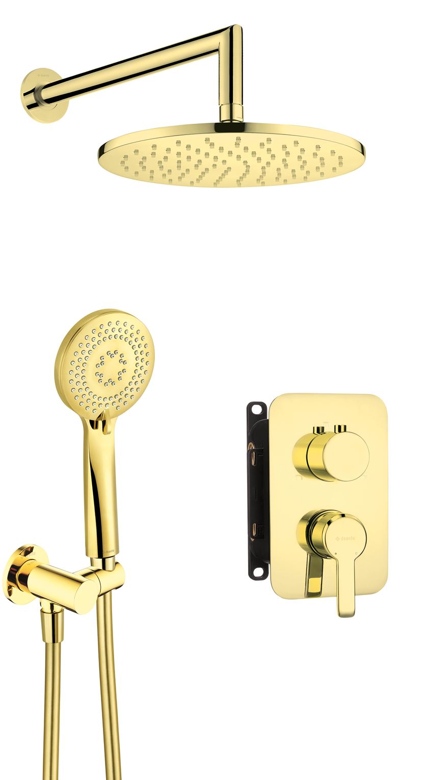 Zestaw prysznicowy podtynkowy z BOXem mieszaczowym złoty Deante Arnika Gold