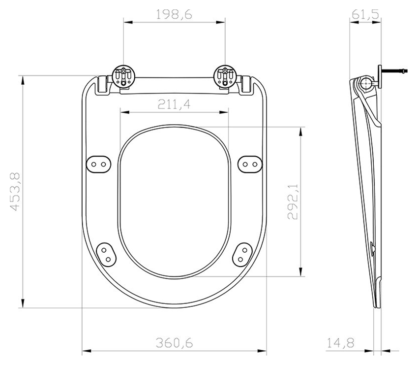 Deska WC Ravak Uni Chrome Flat X01795 rys techniczny