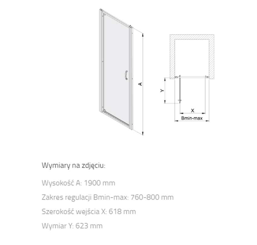 Drzwi wnękowe Sanplast Basic 600-450-1030-38-400 rys techniczny