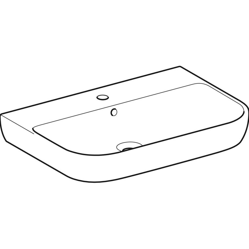 Umywalka ścienna z otworem na baterię z przelewem 70 cm Geberit Smyle Square rysunek