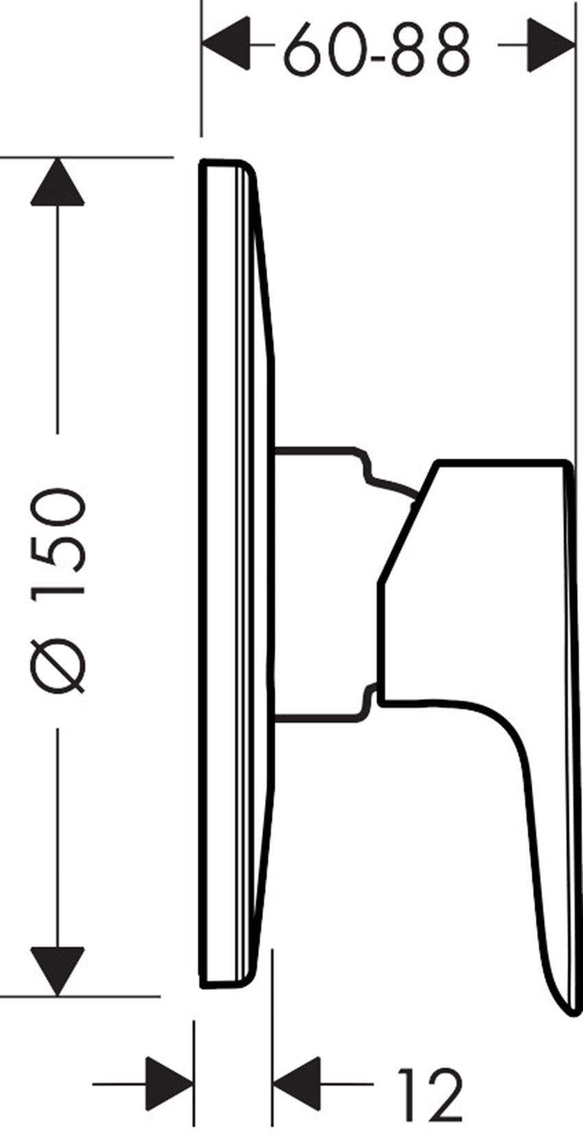 Jednouchwytowa bateria prysznicowa element zewnętrzny Hansgrohe Talis E rysunek techniczny