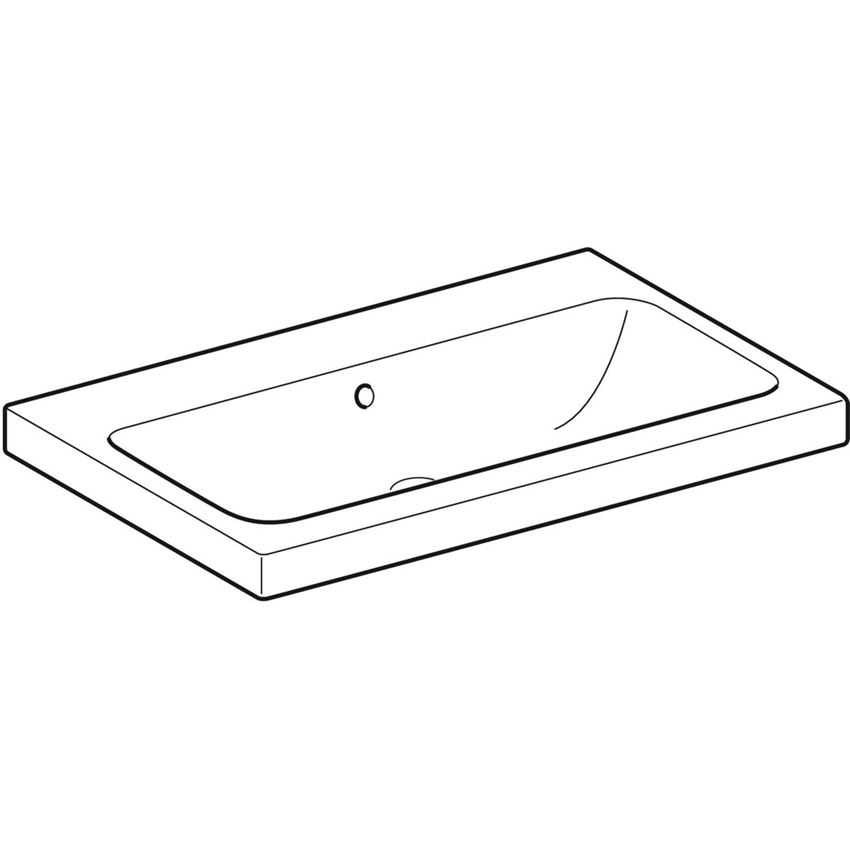 Umywalka nablatowa bez otworu na baterię z przelewem 75 cm Geberit iCon Light  rysunek