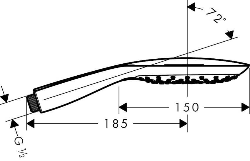 Główka prysznicowa 3jet chrom Hansgrohe PuraVida rysunek techniczny
