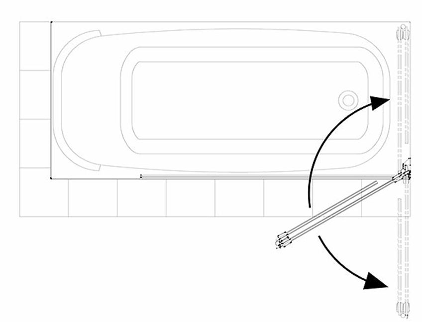 Parawan 2-elementowy prawy 125 cm Koło Niven rysunek techniczny