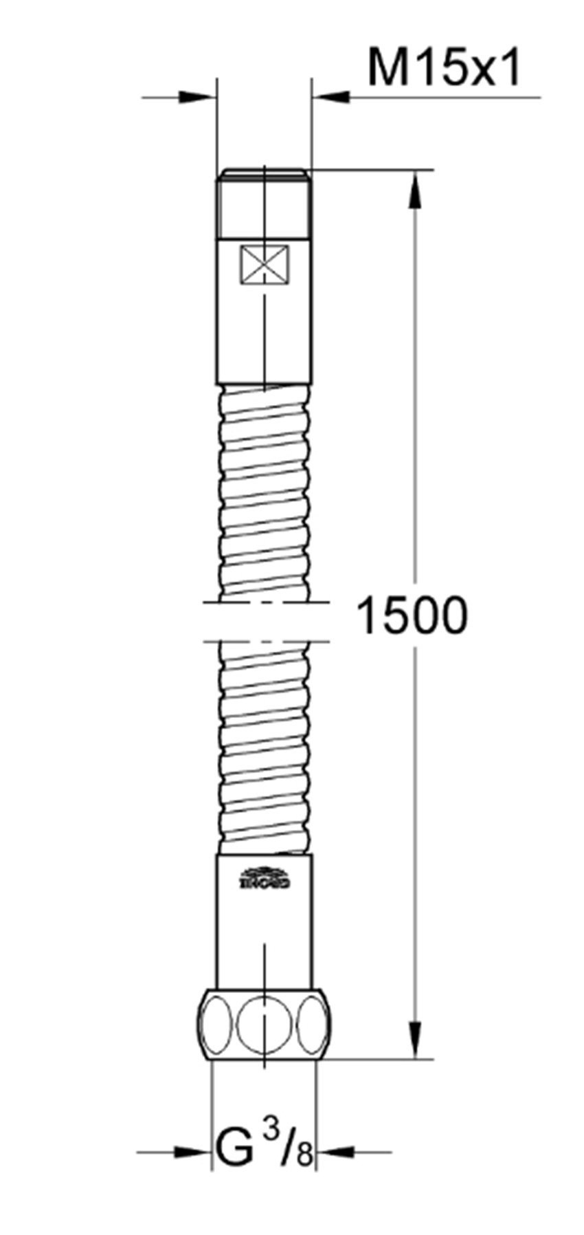 Wąż Grohe 28112000 rys techniczny