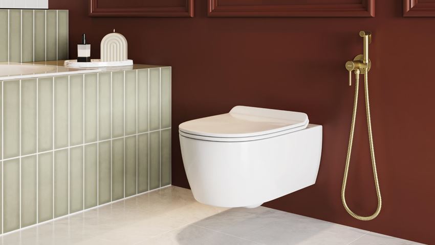 Bezrantowa miska wisząca WC 37x54 cm z deską biała Excellent Doto D 54