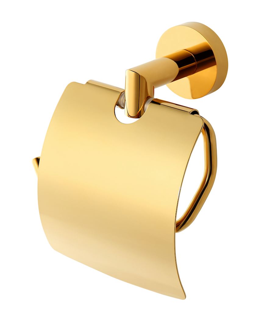 Uchwyt na papier toaletowy z osłonką złoty połysk Stella Classic