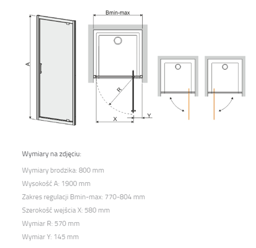 Drzwi wnękowe Sanplast TX 600-271-1030-01-231 rys techniczny