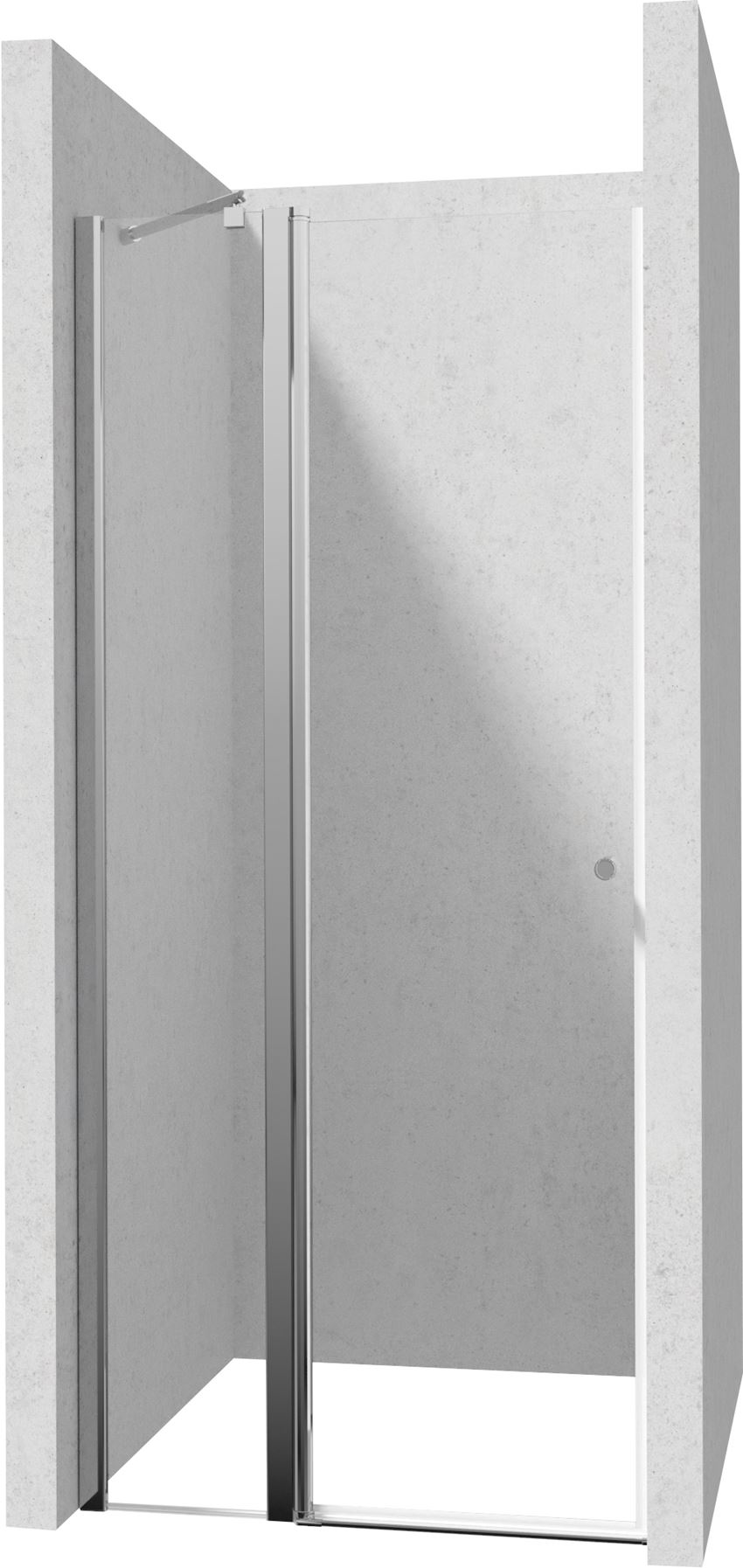 Drzwi prysznicowe uchylne szkło przezroczyste profile chrom Deante Kerria Plus