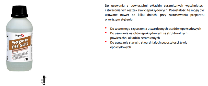 Płyn do czyszczenia zabrudzeń z żwyciy epoksydowej Sopro ESE 548 karta techniczna