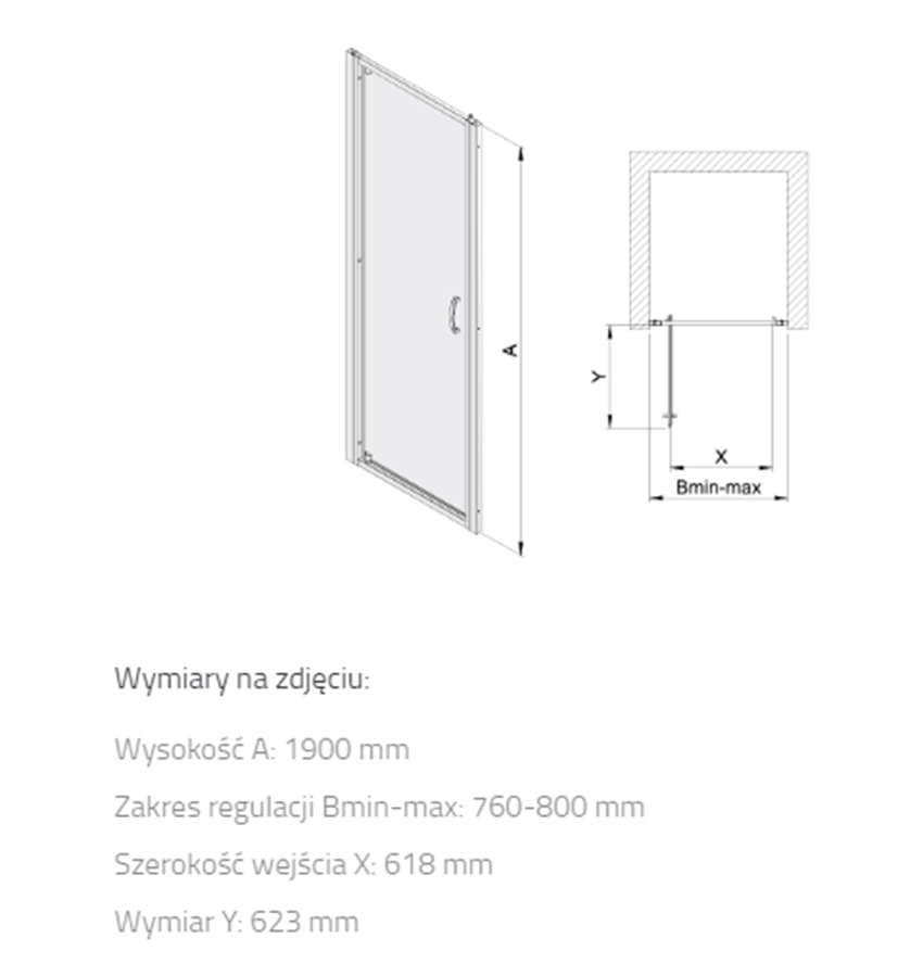Drzwi skrzydłowe Sanplast Basic 600-450-1030-01-200 rys techniczny