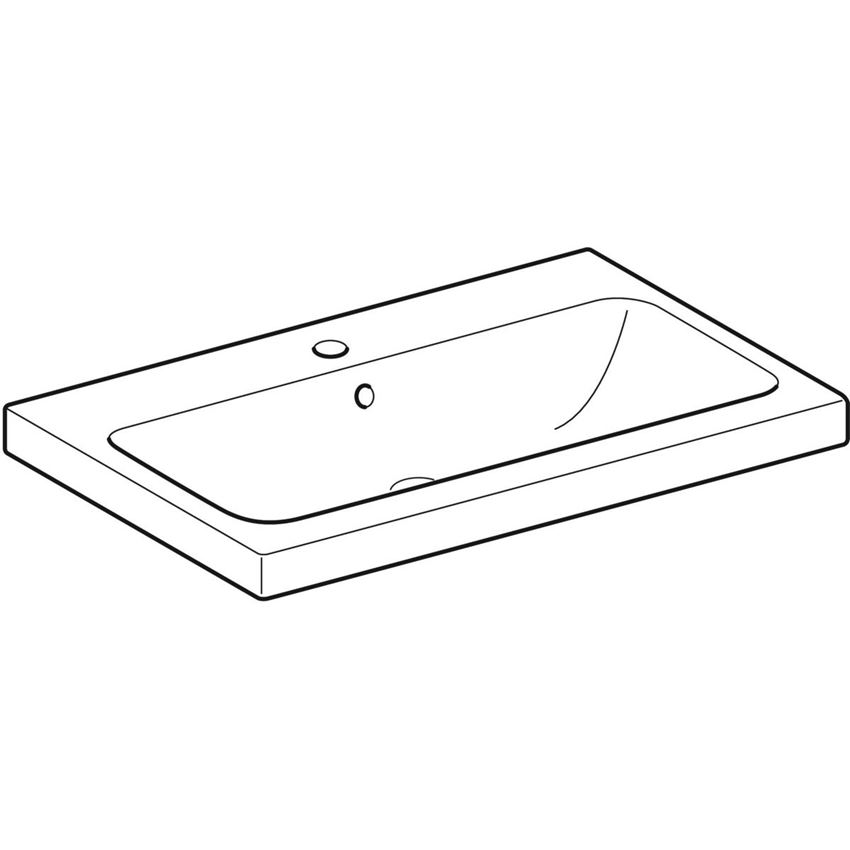 Umywalka nablatowa z otworem na baterię z przelewem 75 cm Geberit iCon Light  rysunek