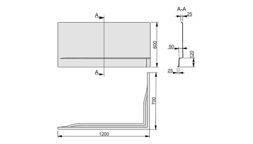 Obudowa do wanny 70x120 cm biała Sanplast Free Line rysunek