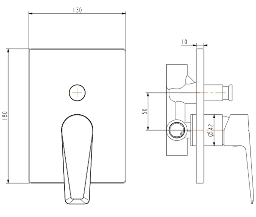 Wymiary baterii wannowej podtynkowej Omnires Astoria AS5635