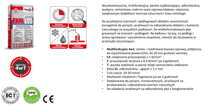 Klej Sopro FKM 600 karta techniczna