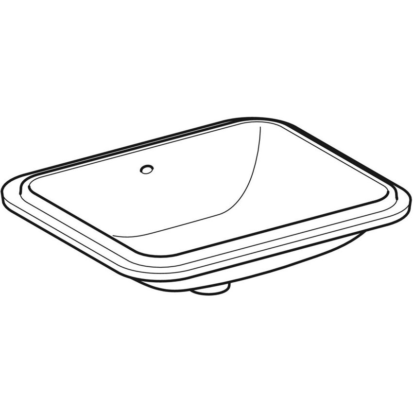 Umywalka podblatowa bez otworu na baterię z przelewem 58 cm Geberit VariForm rysunek