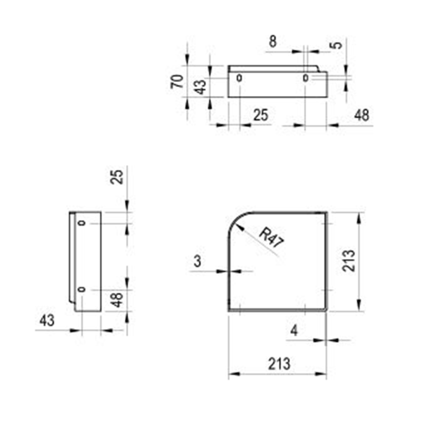 Umywalka Ravak Yard 280 C XJX01228000 rys techniczny