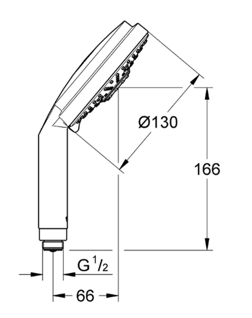 Słuchawka Grohe Rainshower Cosmopolitan 130 28755000 rys techniczny