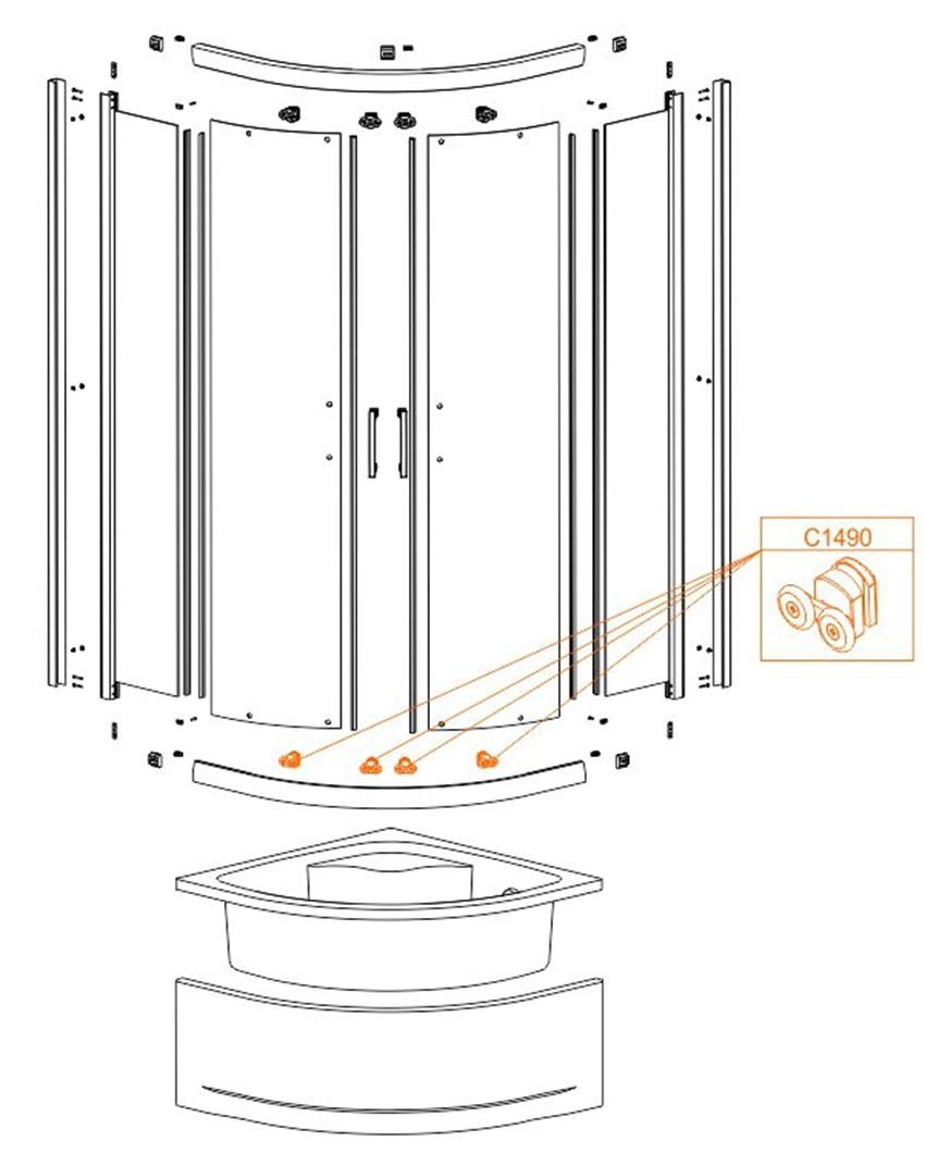 Wózek kompletny wypinany Sanplast rysunek
