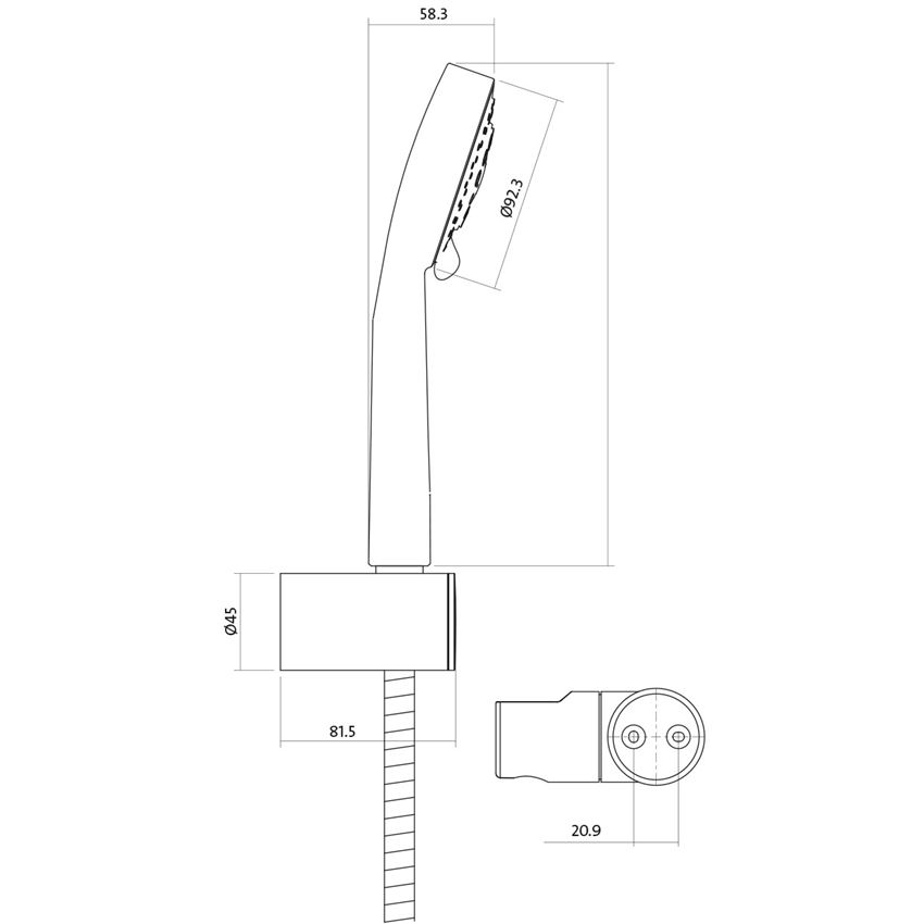 Zestaw natryskowy Cersanit Lano S951-022 rys techniczny
