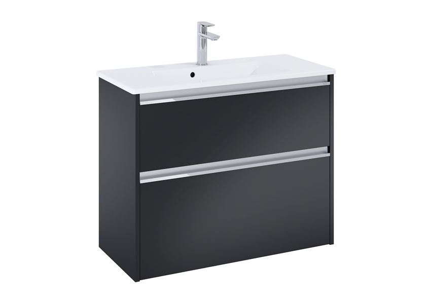 Szafka podumywalkowa Compacto 80 cm z 2 szufladami czarny mat Roca Gap Pro