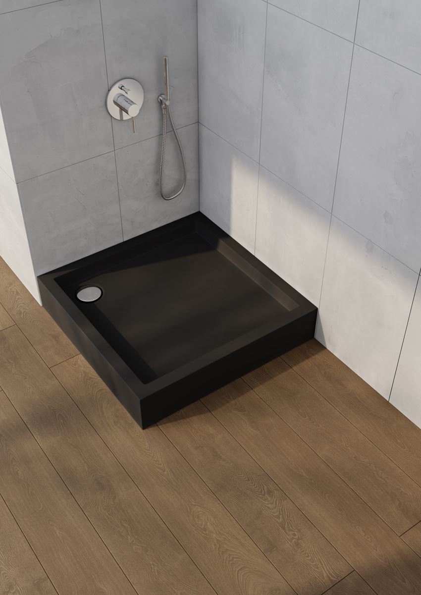 Brodzik kwadratowy 90x90 cm czarny matowy Schedpol Medium Black Mat