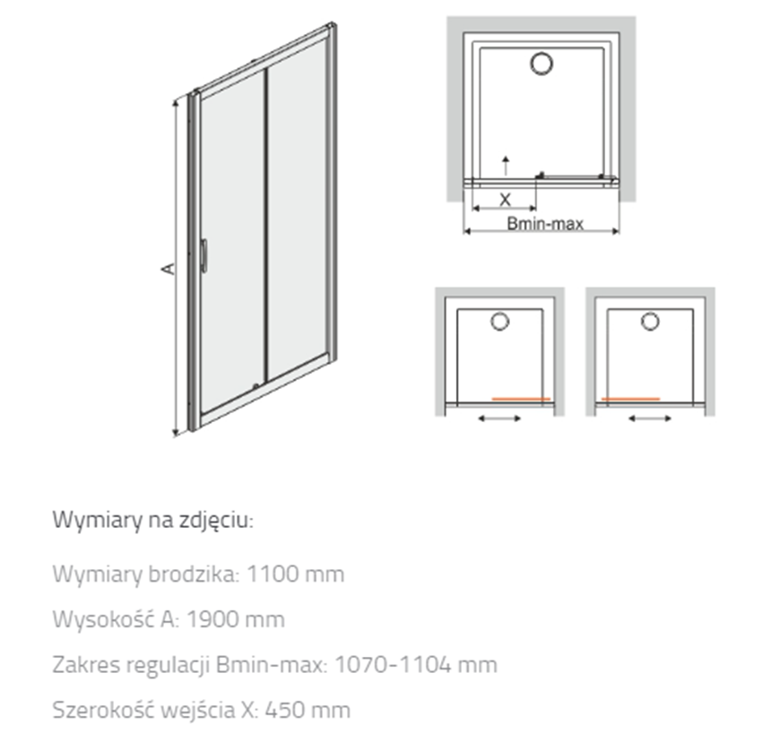 Drzwi wnękowe Sanplast TX 600-271-1130-38-231 rys techniczny