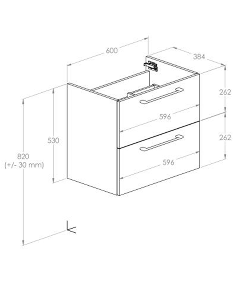 Szafka podumywalkowa 60 cm z 2 szufladami Roca Roma Compact rysunek