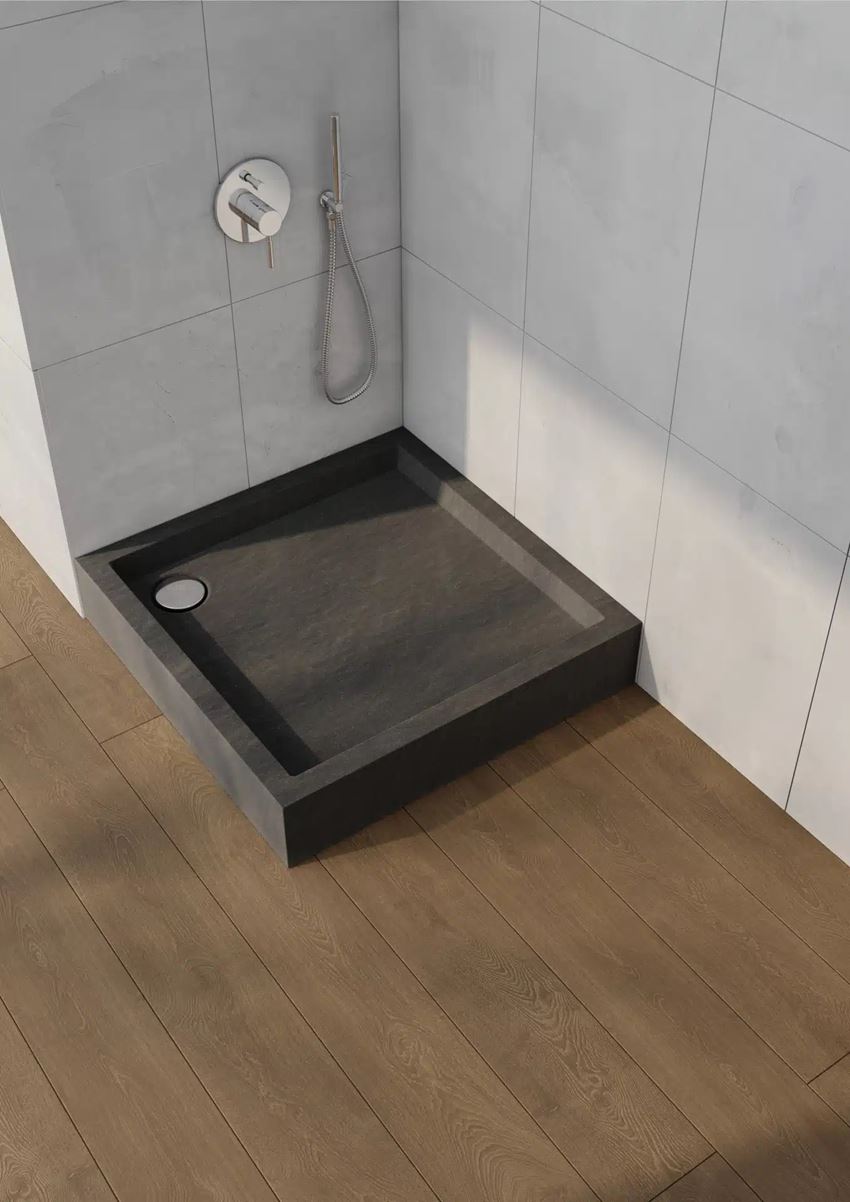 Brodzik kwadratowy czarny kamienisty Schedpol Medium Black Stone