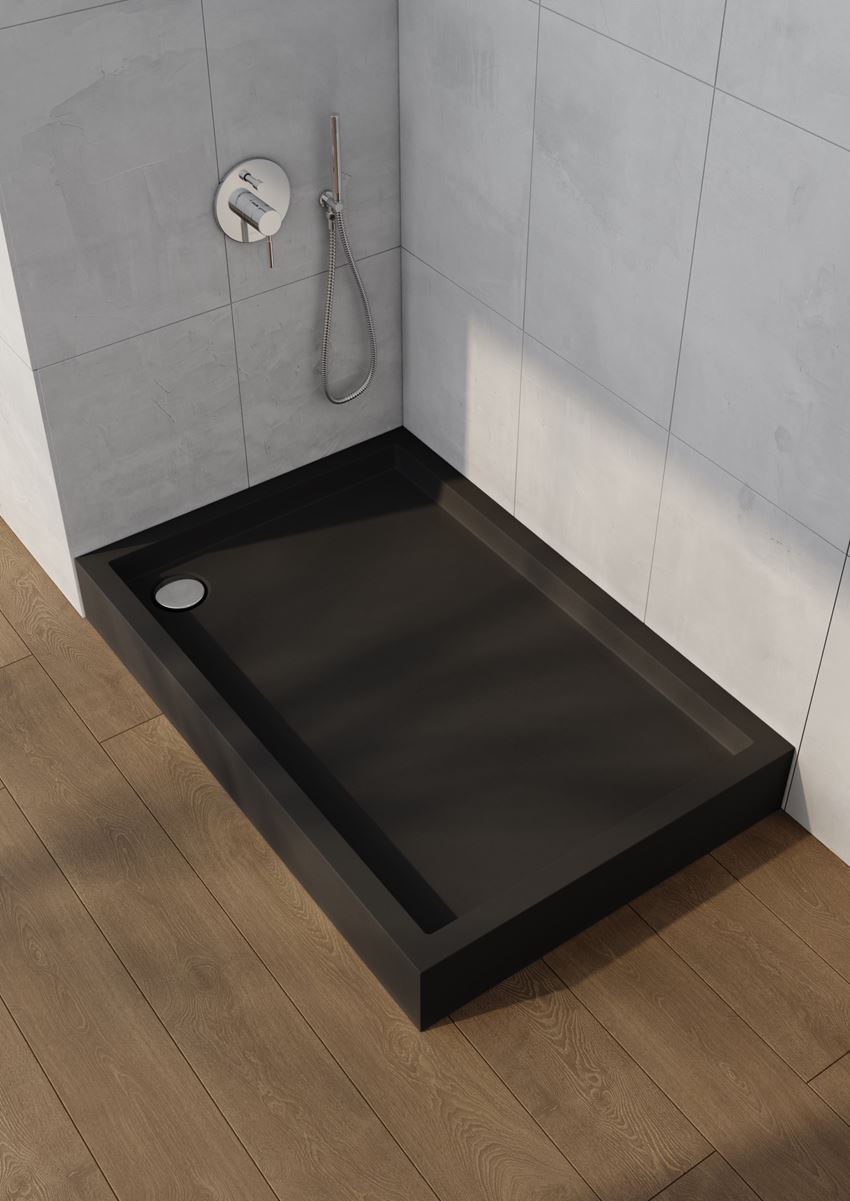 Brodzik prostokątny czarny matowy Schedpol Medium Black Mat