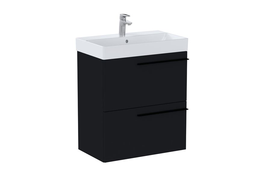 Zestaw łazienkowy Unik z 2 szufladami wersja compacto 60 cm czarny mat Roca Ella